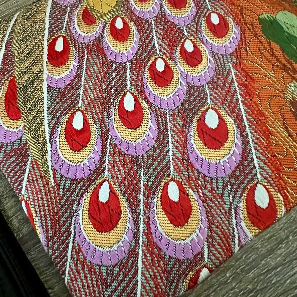 Multicolor Peacock Floral Tapestry Wristlet Bag Zip Pouch Tassel - Picture 8 of 14